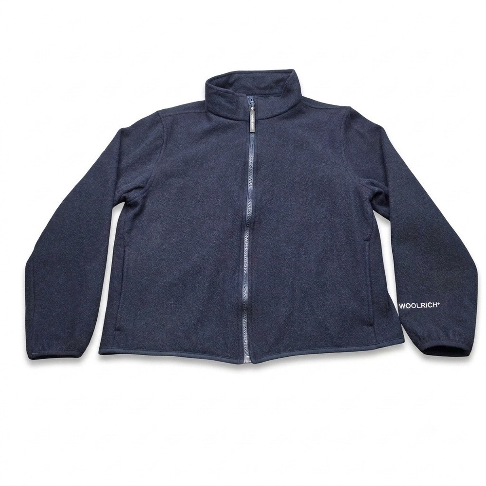 Woolrich Womens Medium Navy Blue 100% Wool Full Zip Jacket Coat Cardigan USA